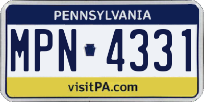 PA license plate MPN4331
