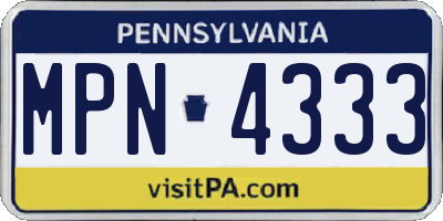 PA license plate MPN4333