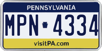 PA license plate MPN4334