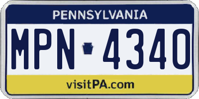PA license plate MPN4340