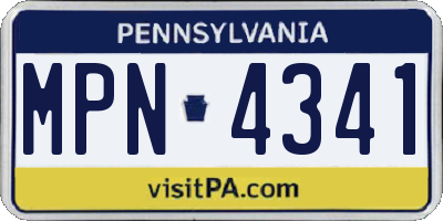 PA license plate MPN4341
