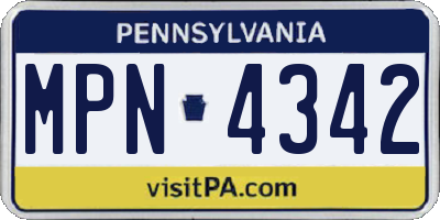 PA license plate MPN4342