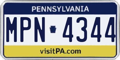 PA license plate MPN4344