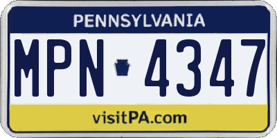 PA license plate MPN4347