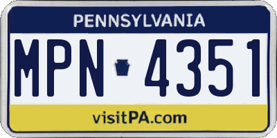 PA license plate MPN4351
