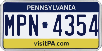 PA license plate MPN4354