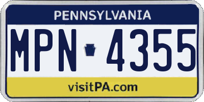 PA license plate MPN4355