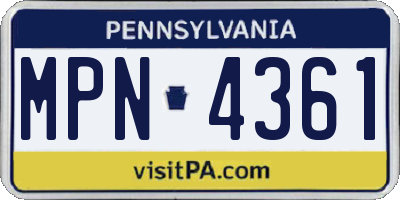 PA license plate MPN4361