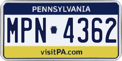 PA license plate MPN4362