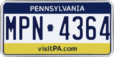 PA license plate MPN4364