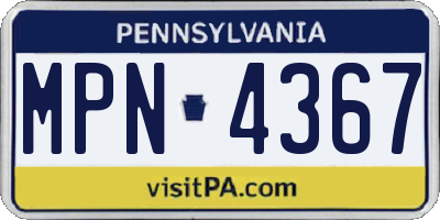 PA license plate MPN4367