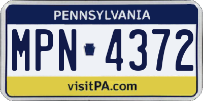 PA license plate MPN4372