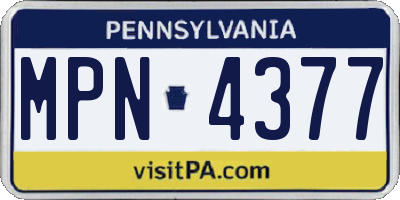 PA license plate MPN4377