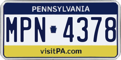 PA license plate MPN4378