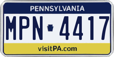 PA license plate MPN4417