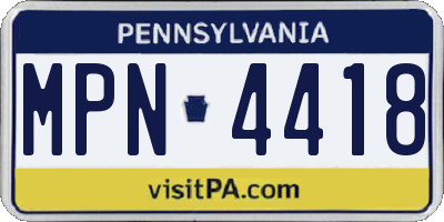 PA license plate MPN4418