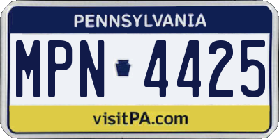 PA license plate MPN4425