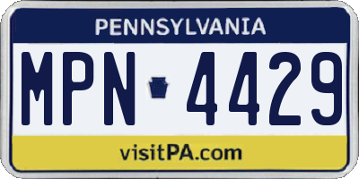 PA license plate MPN4429