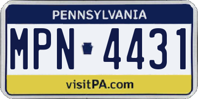 PA license plate MPN4431