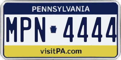PA license plate MPN4444