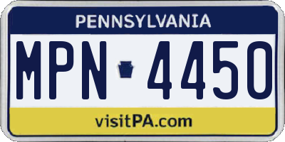 PA license plate MPN4450