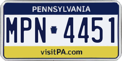 PA license plate MPN4451