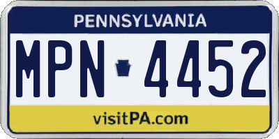 PA license plate MPN4452