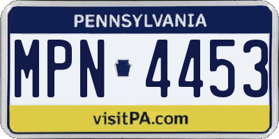 PA license plate MPN4453