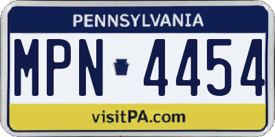 PA license plate MPN4454