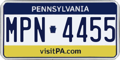 PA license plate MPN4455