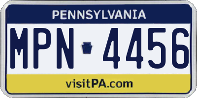 PA license plate MPN4456