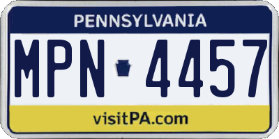 PA license plate MPN4457