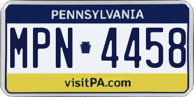 PA license plate MPN4458