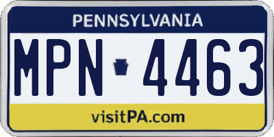 PA license plate MPN4463