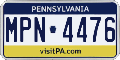 PA license plate MPN4476