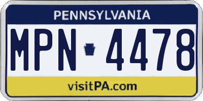 PA license plate MPN4478