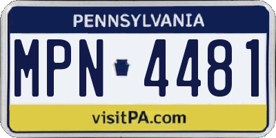 PA license plate MPN4481