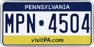 PA license plate MPN4504