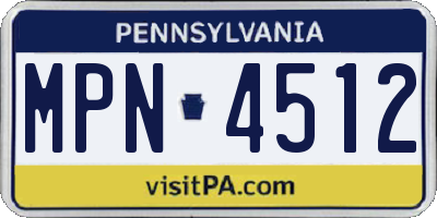 PA license plate MPN4512