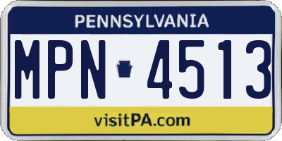 PA license plate MPN4513