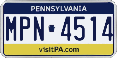 PA license plate MPN4514
