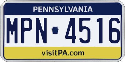 PA license plate MPN4516