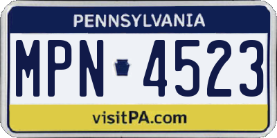 PA license plate MPN4523