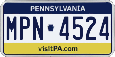 PA license plate MPN4524