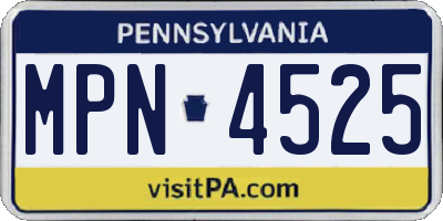 PA license plate MPN4525