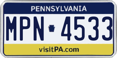 PA license plate MPN4533