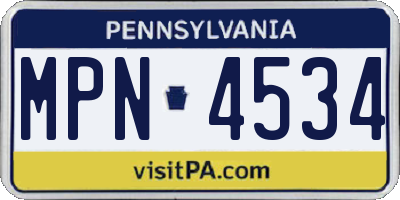 PA license plate MPN4534