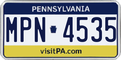 PA license plate MPN4535