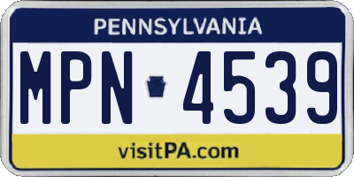 PA license plate MPN4539