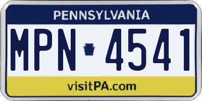 PA license plate MPN4541